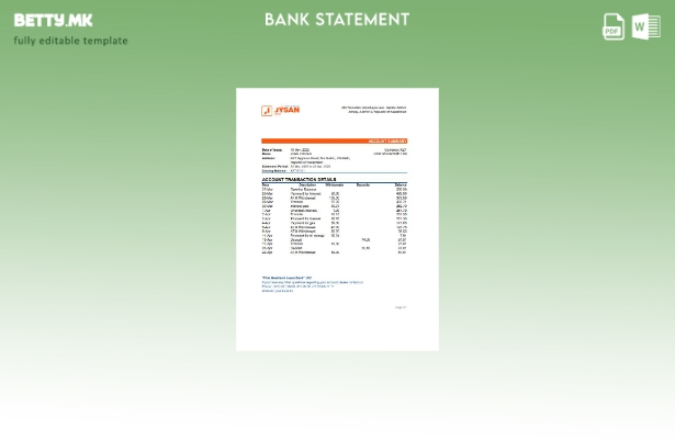 модерен стил Казахстан Прво Хартленд Јусан шаблон за ексел банкарски извод